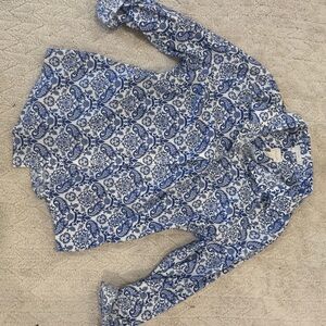 Chico's Blue and White Paisley Button-Down Shirt